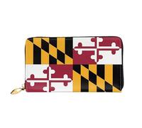 WXZYFP Flag of Maryland Portafoglio lungo in pelle, stampa fronte/retro, materiale in pelle microfibra, unisex, impermeabile e resistente, nero, taglia unica