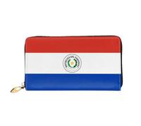 WXZYFP Flag of Paraguay Portafoglio lungo in pelle, stampa fronte/retro, materiale in pelle microfibra, unisex, impermeabile e resistente, nero, taglia unica