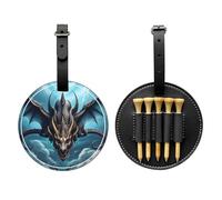 WXZYFP Flying Dragon - Borsa per tee da golf in pelle PU stampata su un solo lato, design a 5 puntine con clip da cintura da 20 cm.