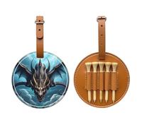 WXZYFP Flying Dragon Brown Borsa portaoggetti per tee da golf in pelle PU stampata su un solo lato, design a 5 puntine con clip da cintura da 20 cm.
