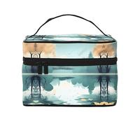 WXZYFP Foglie cadute su un lago tranquillo Borsa cosmetica da viaggio, essenziale per gli appassionati di viaggi all'aperto, ha una semplice struttura interna.