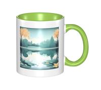 WXZYFP Foglie cadute su un lago tranquillo Tazza in ceramica bicolore (double-face), può essere utilizzata per acqua potabile o come mestiere