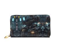 WXZYFP Future Robot Leather portafoglio lungo, stampa fronte/retro, materiale in pelle microfibra, unisex, impermeabile e resistente, nero, taglia unica