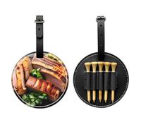 WXZYFP Golden Roast - Borsa per tee da golf in pelle PU stampata su un solo lato, design a 5 puntine con clip da cintura da 20 cm.