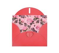 WXZYFP Graziose rose rosa rosse perlescenti biglietti di auguri in carta lucida su entrambi i lati, adatti per auguri di festa.