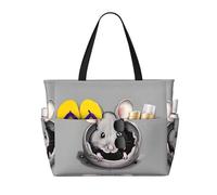 WXZYFP Grey Rat È una borsa da viaggio da spiaggia di grande capacità realizzata in 100% poliestere e ha 7 tasche che possono contenere molti articoli., Nero, Taglia unica