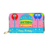 WXZYFP Happy Birthday Balloon Portafoglio lungo in pelle, stampa fronte/retro, materiale in pelle microfibra, unisex, impermeabile e resistente