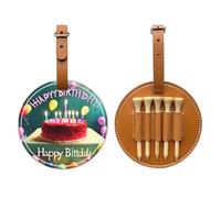 WXZYFP Happy Birthday Bella borsa marrone su un lato stampato in pelle PU tee da golf, design a 5 puntine con una clip da cintura da 20 cm.