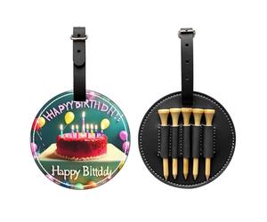 WXZYFP Happy Birthday Bella borsa nera stampata su un solo lato in pelle PU tee da golf, design a 5 puntine con una clip da cintura da 20 cm.