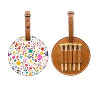 WXZYFP Happy Birthday Sfondo Marrone Unilaterale Stampato PU Pelle Golf Tee Storage Bag Design 5-tack con una clip da cintura 20 cm.