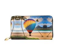 WXZYFP Hawaii Hot Air Balloon Portafoglio lungo in pelle, stampa fronte/retro, materiale in pelle microfibra, unisex, impermeabile e resistente