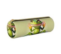 WXZYFP Il divertente astuccio in pelle a grana incrociata ecologica con rana che fa yoga, leggero e portatile, adatto per l'uso quotidiano.