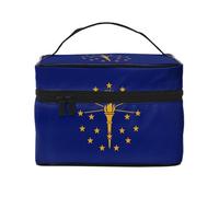 WXZYFP Indiana State Flag Borsa cosmetica portatile multifunzionale con design a strati interni ed esterni, facile da organizzare varie forniture.