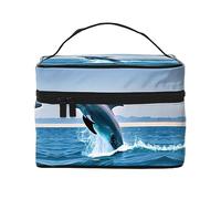 WXZYFP Jumping up delfini Borsa cosmetica da viaggio, essenziale per gli appassionati di viaggi all'aperto, ha una semplice struttura interna.