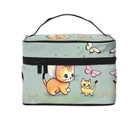 WXZYFP Kitten Butterfly Borsa cosmetica portatile multifunzionale con design a strati interno ed esterno, facile da organizzare varie forniture.