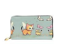 WXZYFP Kitten Butterfly Portafoglio lungo in pelle, stampa fronte/retro, materiale in pelle microfibra, unisex, impermeabile e resistente
