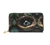 WXZYFP Little Bird Nest Portafoglio lungo in pelle, stampa fronte/retro, materiale in pelle microfibra, unisex, impermeabile e resistente, nero, taglia unica