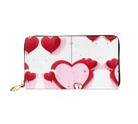 WXZYFP Little Red Heart Portafoglio lungo in pelle, stampa fronte/retro, materiale in pelle microfibra, unisex, impermeabile e resistente