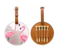 WXZYFP Love Flamingo Brown Borsa per tee da golf in pelle PU stampata su un solo lato, design a 5 puntine con clip da cintura da 20 cm.