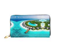 WXZYFP Maldive Scenery Portafoglio lungo in pelle, stampa fronte/retro, materiale in pelle microfibra, unisex, impermeabile e resistente