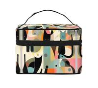 WXZYFP Mid-Century Modern Art Cat Borsa cosmetica portatile multifunzionale con design a strati interni ed esterni, facile da organizzare varie forniture.