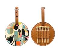 WXZYFP Mid-Century Modern Art Cat marrone stampato su un lato in pelle PU borsa per tee da golf, design a 5 puntine con una clip da cintura da 20 cm.