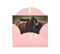 WXZYFP Mighty Highland Yak Pink Pearlescent carta biglietti di auguri, brillanti su entrambi i lati, adatti per auguri di vacanza.