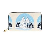 WXZYFP Montagne innevate Portafoglio lungo in pelle, stampa fronte/retro, materiale in pelle microfibra, unisex, impermeabile e resistente, nero, taglia unica