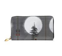 WXZYFP Moon Pine Tree Portafoglio lungo in pelle, stampa fronte/retro, materiale in pelle microfibra, unisex, impermeabile e resistente