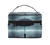 WXZYFP Ombrello nero sotto la pioggia Borsa cosmetica da viaggio, essenziale per gli appassionati di viaggi all'aperto, ha una semplice struttura interna., Nero, Taglia unica