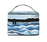 WXZYFP Onde che lambiscono le rocce Borsa cosmetica portatile multifunzionale con design a strati interno ed esterno, facile da organizzare varie forniture.
