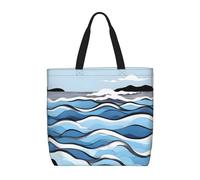 WXZYFP Onde che lambiscono sulle rocce È una comoda borsa monospalla, adatta per lo shopping, i viaggi e le esigenze della vita quotidiana., Nero, Taglia unica