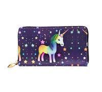 WXZYFP One-horse star Portafoglio lungo in pelle, stampa fronte/retro, materiale in pelle microfibra, unisex, impermeabile e resistente, nero, taglia unica