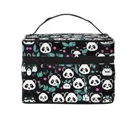 WXZYFP Panda carino viso Borsa cosmetica portatile multifunzionale con design a strati interno ed esterno, facile da organizzare varie forniture.