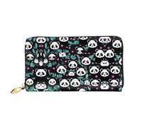 WXZYFP Panda carino viso portafoglio lungo in pelle, stampa fronte/retro, materiale in pelle microfibra, unisex, impermeabile e resistente