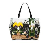 WXZYFP Panda di padre e figlio È una borsa da viaggio da spiaggia di grande capacità realizzata in 100% poliestere e ha 7 tasche che possono contenere molti articoli., Nero, Taglia unica