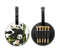 WXZYFP Panda di padre e figlio nero stampato su un lato in pelle PU borsa portaoggetti per tee da golf, design a 5 puntine con una clip da cintura da 20 cm.