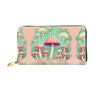 WXZYFP Portafoglio lungo Dream Mushroom Leather con stampa fronte/retro, materiale in pelle microfibra, unisex, impermeabile e resistente, nero, taglia unica
