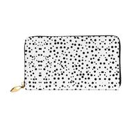 WXZYFP Portafoglio lungo in pelle a pois bianchi e neri, stampa fronte/retro, materiale in pelle microfibra, unisex, impermeabile e resistente