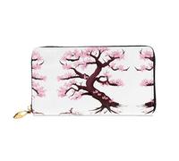 WXZYFP Portafoglio lungo in pelle Cherry Blossoms Tree con stampa fronte/retro, materiale in pelle microfibra, unisex, impermeabile e resistente