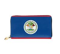 WXZYFP Portafoglio lungo in pelle con bandiera del Belize, stampa fronte/retro, materiale in pelle microfibra, unisex, impermeabile e resistente, nero, taglia unica