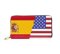 WXZYFP Portafoglio lungo in pelle con bandiera della Spagna americana, stampa fronte/retro, materiale in pelle microfibra, unisex, impermeabile e resistente