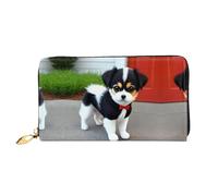 WXZYFP Portafoglio lungo in pelle con cucciolo bianco e nero, stampa su entrambi i lati, materiale in pelle microfibra, unisex, impermeabile e resistente