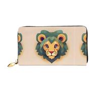 WXZYFP Portafoglio lungo in pelle con leone dei cartoni animati, stampa fronte/retro, materiale in pelle microfibra, unisex, impermeabile e resistente