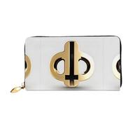 WXZYFP Portafoglio lungo in pelle con motivo dorato, stampa fronte/retro, materiale in pelle microfibra, unisex, impermeabile e resistente, nero, taglia unica