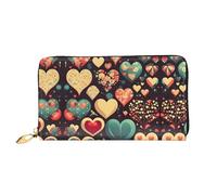 WXZYFP Portafoglio lungo in pelle con motivo floreale a forma di cuore, stampa fronte/retro, materiale in pelle microfibra, unisex, impermeabile e resistente