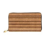 WXZYFP Portafoglio lungo in pelle con texture in legno originale, stampa fronte/retro, materiale in pelle microfibra, unisex, impermeabile e resistente, nero, taglia unica