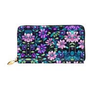 WXZYFP Portafoglio lungo in pelle di camelia viola, stampa fronte/retro, materiale in pelle microfibra, unisex, impermeabile e resistente