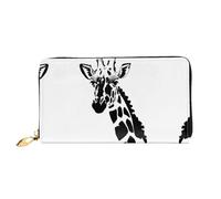 WXZYFP Portafoglio lungo in pelle giraffa bianco e nero, stampa fronte/retro, materiale in pelle microfibra, unisex, impermeabile e resistente, nero, taglia unica