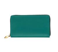 WXZYFP Portafoglio lungo in pelle verde scuro, stampa fronte/retro, materiale in pelle microfibra, unisex, impermeabile e resistente, nero, taglia unica